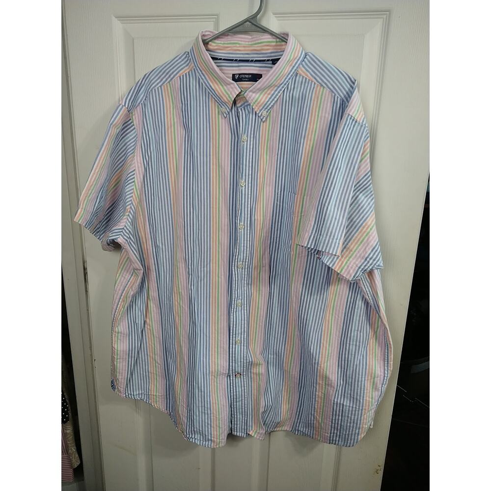 Cremieux Men's 3XB Candied Striped Collared Short Sleeve Pocket Shirt